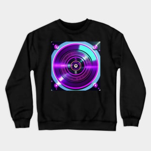 Retrofuturism Purple Vinyl Record Holographic Crewneck Sweatshirt